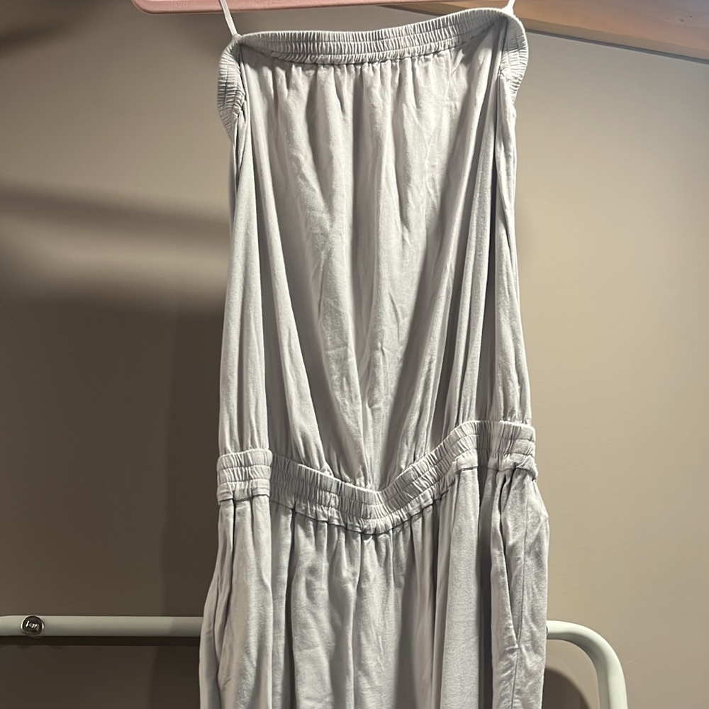 Sunday Best Light Gray Strapless Romper
